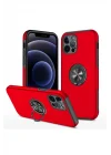 Mey İthalat®  iPhone 12 Pro Max Kılıf Elit Yüzüklü Kapak - Kırmızı