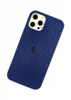 Mey İthalat®   iPhone 12 Pro Max Kılıf Karbon PP Silikon - Mavi