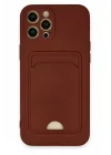Mey İthalat®  iPhone 12 Pro Max Kılıf Kelvin Kartvizitli Silikon - Bordo