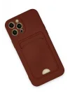 Mey İthalat®  iPhone 12 Pro Max Kılıf Kelvin Kartvizitli Silikon - Bordo