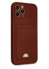 Mey İthalat®  iPhone 12 Pro Max Kılıf Kelvin Kartvizitli Silikon - Bordo
