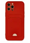 Mey İthalat®  iPhone 12 Pro Max Kılıf Kelvin Kartvizitli Silikon - Kırmızı