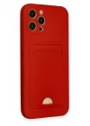 Mey İthalat®  iPhone 12 Pro Max Kılıf Kelvin Kartvizitli Silikon - Kırmızı