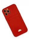 Mey İthalat®  iPhone 12 Pro Max Kılıf Kelvin Kartvizitli Silikon - Kırmızı