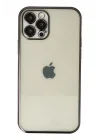 Mey İthalat®   iPhone 12 Pro Max Kılıf  Lensli Silikon - Siyah
