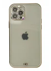 Mey İthalat®   iPhone 12 Pro Max Kılıf Liva Taşlı Silikon - Beyaz