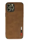 Mey İthalat®   iPhone 12 Pro Max Kılıf Loop Deri Silikon - Kahverengi