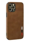 Mey İthalat®   iPhone 12 Pro Max Kılıf Loop Deri Silikon - Kahverengi