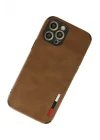 Mey İthalat®   iPhone 12 Pro Max Kılıf Loop Deri Silikon - Kahverengi