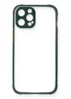 Mey İthalat®  iPhone 12 Pro Max Kılıf Miami Şeffaf Silikon - Koyu Yeşil