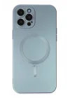 Mey İthalat®   iPhone 12 Pro Max Kılıf Moshi Lens Magneticsafe Silikon - Sierra Blue