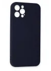 Mey İthalat®  iPhone 12 Pro Max Kılıf Nano içi Kadife Silikon - Lacivert