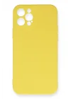 Mey İthalat®  iPhone 12 Pro Max Kılıf Nano içi Kadife Silikon - Sarı