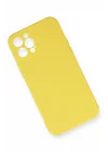Mey İthalat®  iPhone 12 Pro Max Kılıf Nano içi Kadife Silikon - Sarı