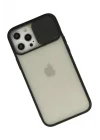 Mey İthalat®  iPhone 12 Pro Max Kılıf Palm Buzlu Kamera Sürgülü Silikon - Siyah