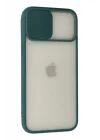 Mey İthalat®  iPhone 12 Pro Max Kılıf Palm Buzlu Kamera Sürgülü Silikon - Yeşil