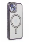 Mey İthalat®   iPhone 13 Kılıf Joke Simli Magneticsafe Kılıf - Derin Mor