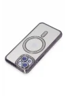 Mey İthalat®   iPhone 13 Kılıf Joke Simli Magneticsafe Kılıf - Derin Mor
