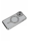 Mey İthalat®  iPhone 13 Kılıf Joke Simli Magneticsafe Kılıf - Gümüş