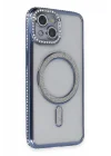 Mey İthalat®   iPhone 13 Kılıf Joke Simli Magneticsafe Kılıf - Mavi