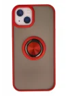 Mey İthalat®  iPhone 13 Kılıf Montreal Yüzüklü Silikon Kapak - Kırmızı
