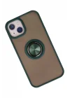 Mey İthalat®  iPhone 13 Kılıf Montreal Yüzüklü Silikon Kapak - Yeşil