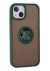 Mey İthalat®  iPhone 13 Kılıf Montreal Yüzüklü Silikon Kapak - Yeşil