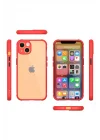 Mey İthalat®   iPhone 13 Mini Kılıf Miami Şeffaf Silikon - Kırmızı