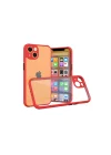 Mey İthalat®   iPhone 13 Mini Kılıf Miami Şeffaf Silikon - Kırmızı