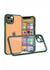 Mey İthalat®   iPhone 13 Mini Kılıf Miami Şeffaf Silikon - Koyu Yeşil