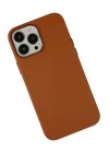 Mey İthalat®  iPhone 13 Pro Kılıf Asya Deri Silikon - Kahverengi