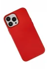 Mey İthalat®  iPhone 13 Pro Kılıf Asya Deri Silikon - Kırmızı