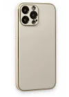 Mey İthalat®   iPhone 13 Pro Kılıf Coco Deri Silikon Kapak - Beyaz