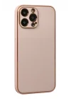 Mey İthalat®   iPhone 13 Pro Kılıf Coco Deri Silikon Kapak - Pudra