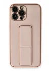 Mey İthalat®   iPhone 13 Pro Kılıf Coco Deri Standlı Kapak - Pembe