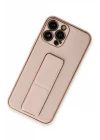 Mey İthalat®   iPhone 13 Pro Kılıf Coco Deri Standlı Kapak - Pembe