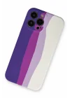 Mey İthalat®   iPhone 13 Pro Kılıf Ebruli Lansman Silikon - Mor-Beyaz