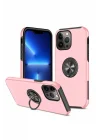 Mey İthalat®  iPhone 13 Pro Kılıf Elit Yüzüklü Kapak - Pembe