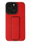 Mey İthalat®  iPhone 13 Pro Kılıf Mega Standlı Silikon - Kırmızı