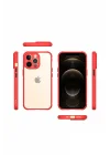 Mey İthalat®   iPhone 13 Pro Kılıf Miami Şeffaf Silikon - Kırmızı