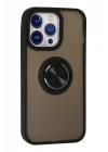 Mey İthalat®  iPhone 13 Pro Kılıf Montreal Yüzüklü Silikon Kapak - Siyah