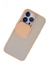 Mey İthalat®  iPhone 13 Pro Kılıf Palm Buzlu Kamera Sürgülü Silikon - Pembe