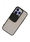 Mey İthalat®  iPhone 13 Pro Kılıf Palm Buzlu Kamera Sürgülü Silikon - Siyah