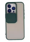 Mey İthalat®  iPhone 13 Pro Kılıf Palm Buzlu Kamera Sürgülü Silikon - Yeşil