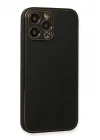 Mey İthalat®  iPhone 13 Pro Max Kılıf Coco Deri Silikon Kapak - Siyah