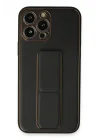 Mey İthalat®   iPhone 13 Pro Max Kılıf Coco Deri Standlı Kapak - Siyah