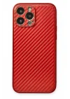 Mey İthalat®   iPhone 13 Pro Max Kılıf Coco Karbon Silikon - Kırmızı