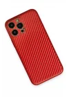 Mey İthalat®   iPhone 13 Pro Max Kılıf Coco Karbon Silikon - Kırmızı