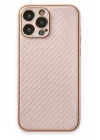Mey İthalat®   iPhone 13 Pro Max Kılıf Coco Karbon Silikon - Pembe