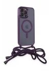 Mey İthalat®  iPhone 13 Pro Max Kılıf Divo Lazer Askılı Magsafe Kapak - Derin Mor
